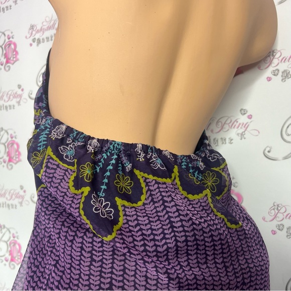 Wicked dress paisley print purple green blue white long maxi halter padded top - Picture 8 of 12